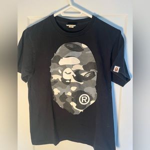 Vintage Bape Bathing Ape Nigo T-Shirt black Grey Camo Big Logo
